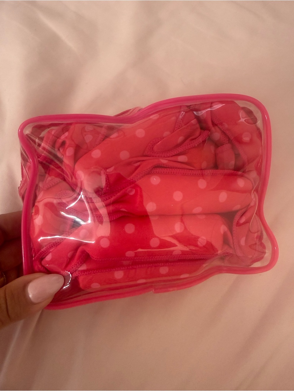 Pink Polka Dot Foam Hair Rollers - Pack in Clear Travel Case